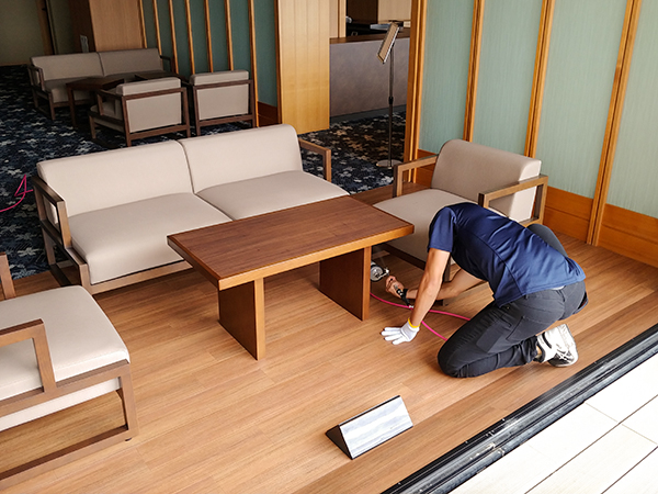 営業再開に向けて◎抗ウイルス加工を実施しました【稲取銀水荘】